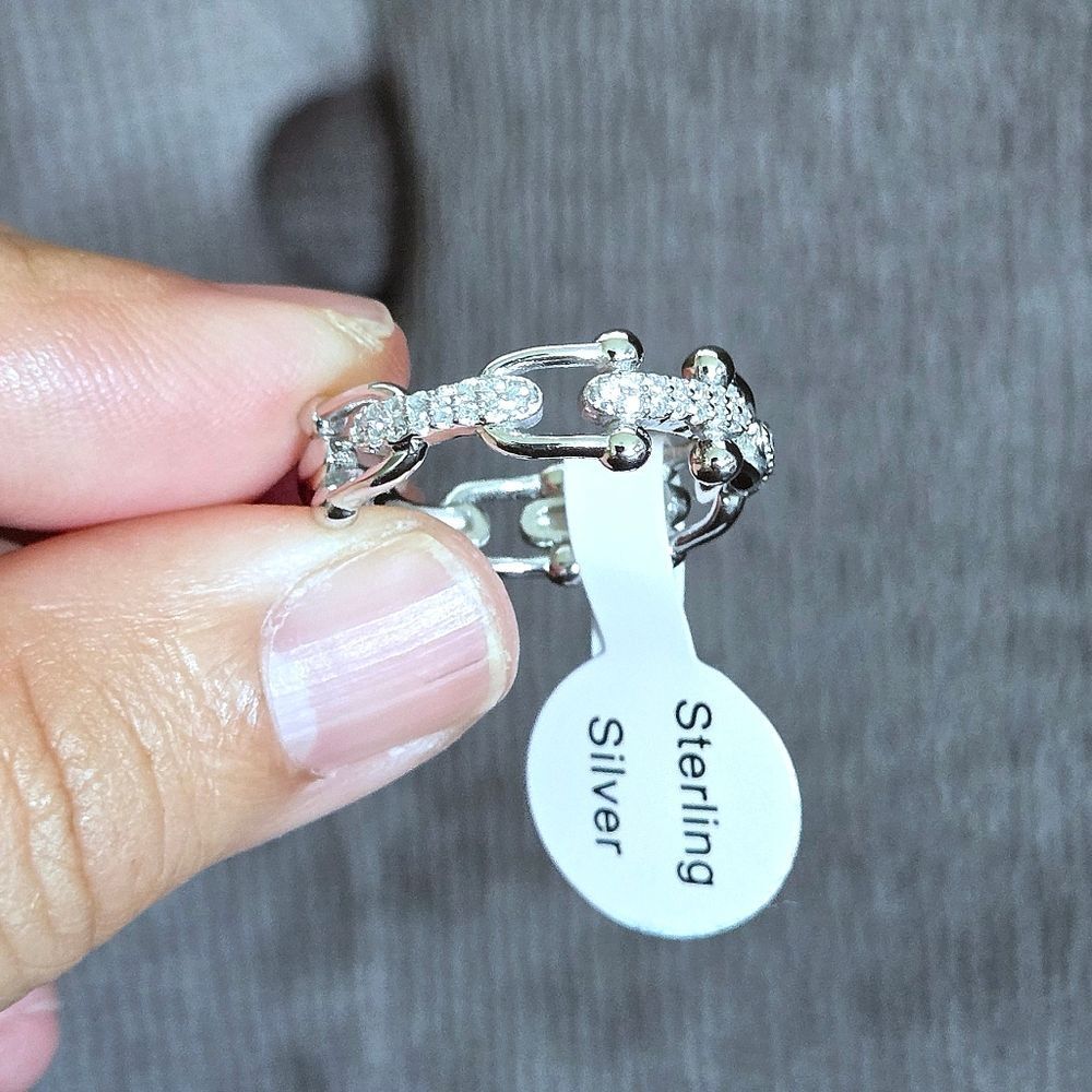 Cote d'Argent Silver🤍 U-Link⛓️ Ring With Clear Crystals💎 - NWT - Picture 15 of 16